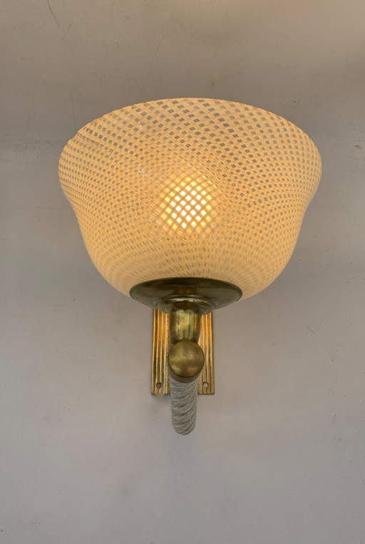 COPPIA applique lampade da parete attribuito a Venini reticello made italy