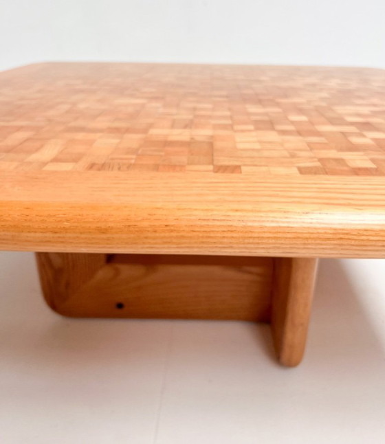 Image 1 of Couchtisch aus Buchenholz mit Mosaikintarsien, Middelboe und Lindum zugeschrieben, 1970er Jahre