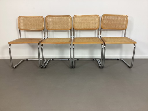 4 x Marcel Breuer Cesca stoelen rotan seventies 