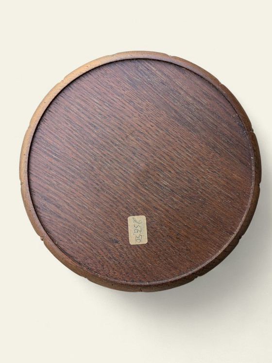 Image 1 of Rareté ! Jardinière vintage en bois foncé tourné à la main, style milieu du siècle/ferme, support pour plantes, jamais utilisé.