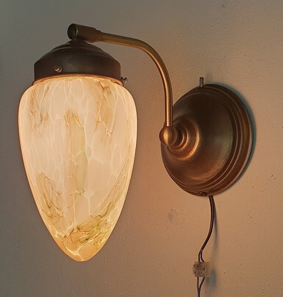 Image 1 of Art-Deco-Wandleuchte aus Opalglas