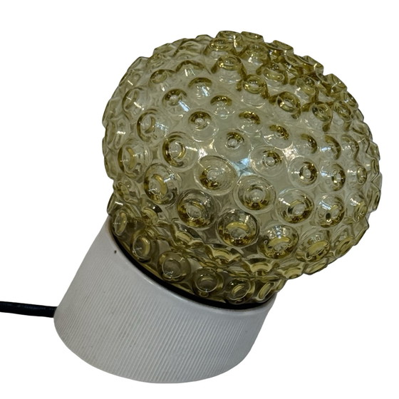 Image 1 of ca. 1970's pressed glass wall / ceiling fixture - Czechoslovakian - Mounted under an angle - Porcelain and yellow glass