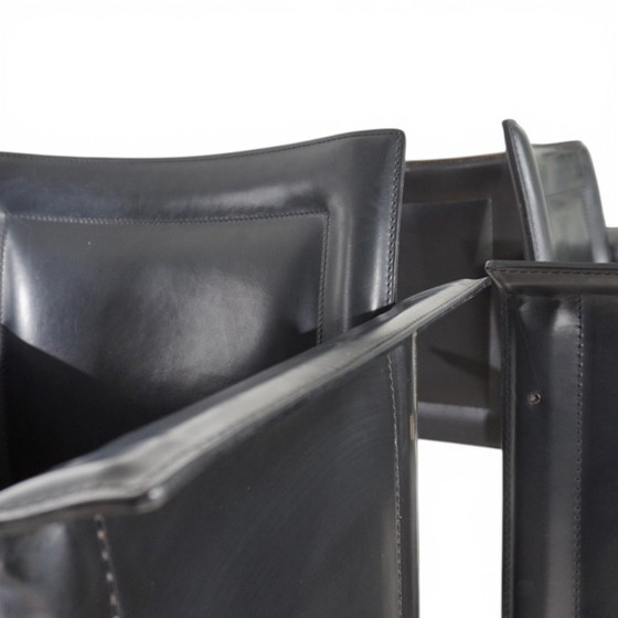 Chaises de salle à manger Arrben Solaria en cuir, lot de 4 par Tito Agnoli, 1970 – Leather (photo 15 of 19)