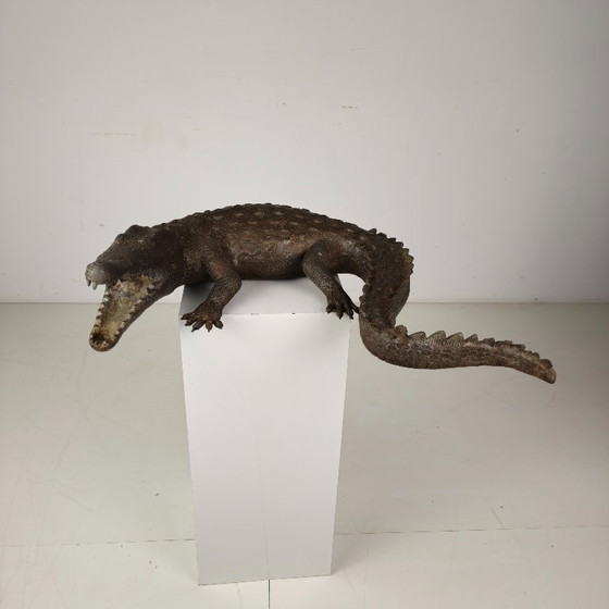 Image 1 of Monumental bronze crocodile sculpture from the 20th century