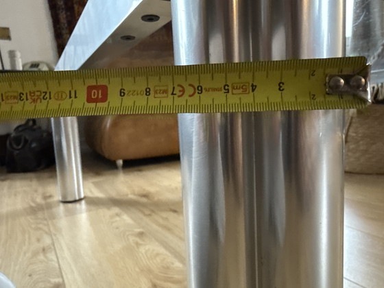 Image 1 of Table basse en aluminium style Metaform | Design moderne néerlandais | 100×100 cm | Années 1970