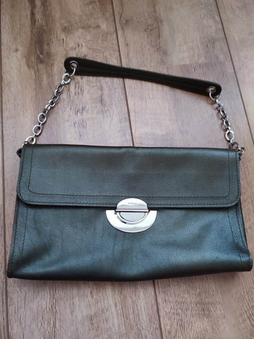 Furla Handbag Bag Leather Leather Green Khaki Chain – schoudertassen