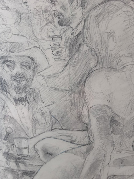 2x Moderne Etsen Ingelijst In De Stijl Van Toulouse-Lautrec Parijse-Belle Epoque En Art Nouveau – Kunst, Glass (photo 3 of 9)