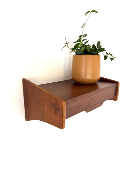 Image 1 of Vintage teakhouten Deense wandconsole ‘60