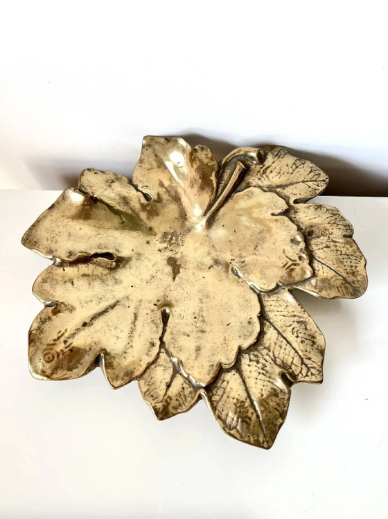 Decoratieve bladschotel – Verguld brons – Vroeg 20e eeuw – Servies, Art Deco (photo 9 of 10)