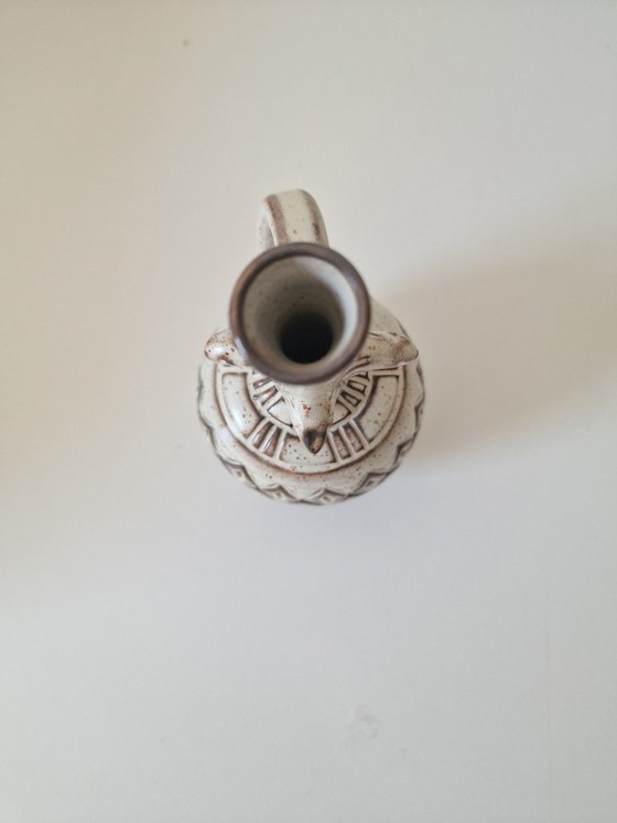 Image 1 of Vintage handgemaakte keramische vaas/soliflore – brutalistische stijl