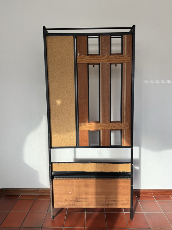 Mobile da ingresso vintage con panca contenitore e specchio – Appendiabiti, Metal, Wood (photo 3 of 9)