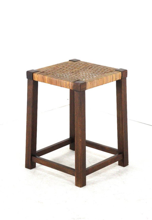Sgabello in legno vintage brutalista