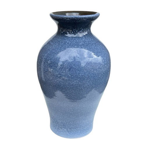 Vintage blue ceramic vase – reactive glaze, Germany, 1960s/1970s.