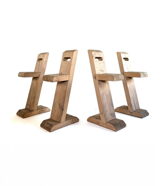 Image 1 of 4x tabourets de bar sculpturaux '80