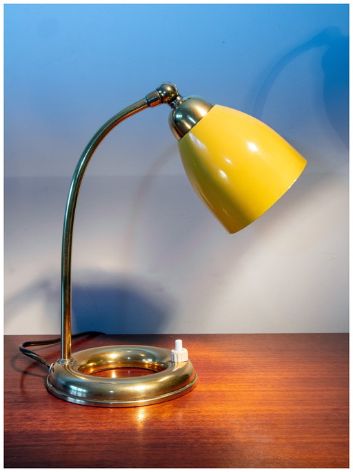 Lampe des Années 50 en Laiton et Métal Moutarde, Superbe