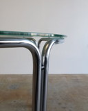 Vintage ronde buisframe tafel mat glas 