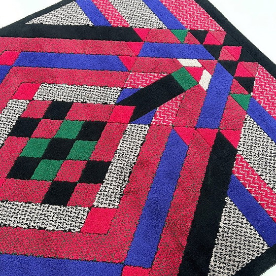 Image 1 of Groot geometrisch wollen vloerkleed van Gianni Erba voor Trend, jaren 80.