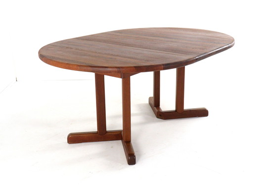Image 1 of Tavolo da pranzo rotondo allungabile Dyrlund 2x vintage in teak massiccio