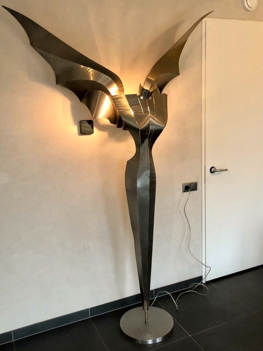 Vintage XXL Standing Lamp Angel From Stubenrauch – decoratieve objecten, rvs (photo 2 of 15)