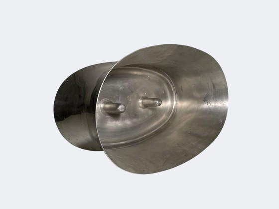 Image 1 of Seau à champagne double Dom Pérignon - Refroidisseur à vin multi-bouteilles vintage en étain poli français