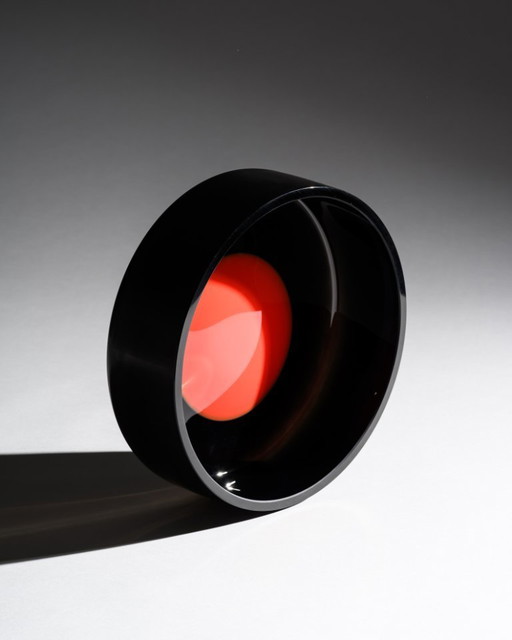 Op-Art inspirierte Studioglasschale Glasfachschule Zwiesel Hans Wudy Deutschland 2012