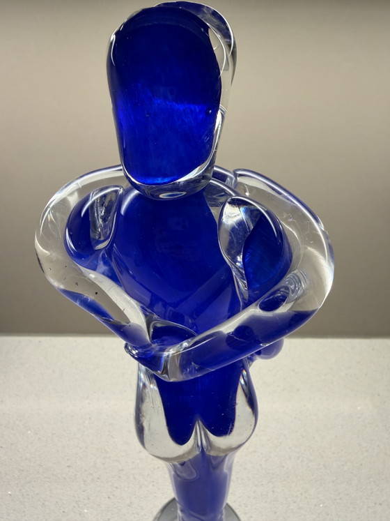 Grote Murano glazen sculptuur “Lovers / Amanti” – blauw & helder – 41,7 cm – Decoratieve objecten, Glass (photo 12 of 15)