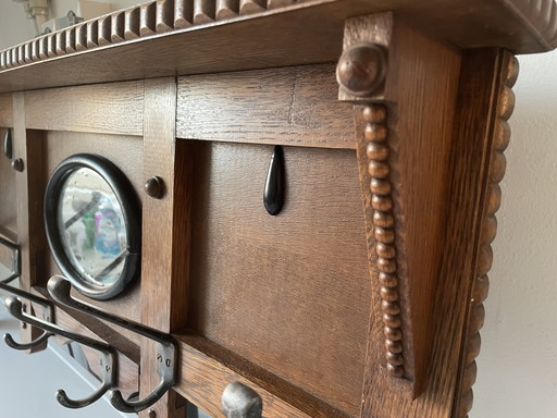 Antieke kapstok met spiegel