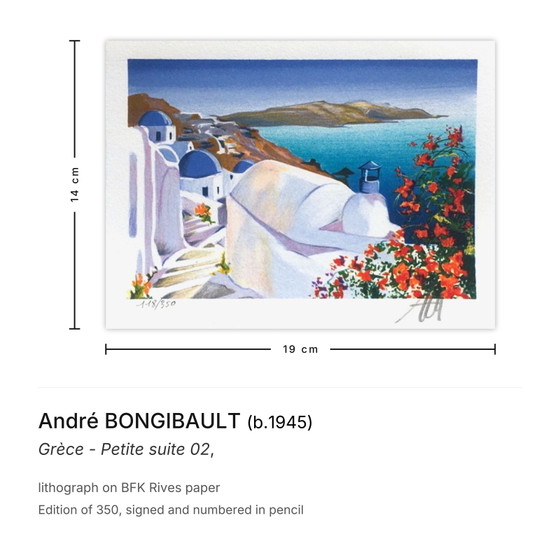 André Bongibault signierte Lithographie Grèce – Petite Suite 02 – Lithographien & Drucke, Paper (photo 3 of 5)