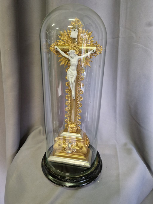 Crucifix with bell jar