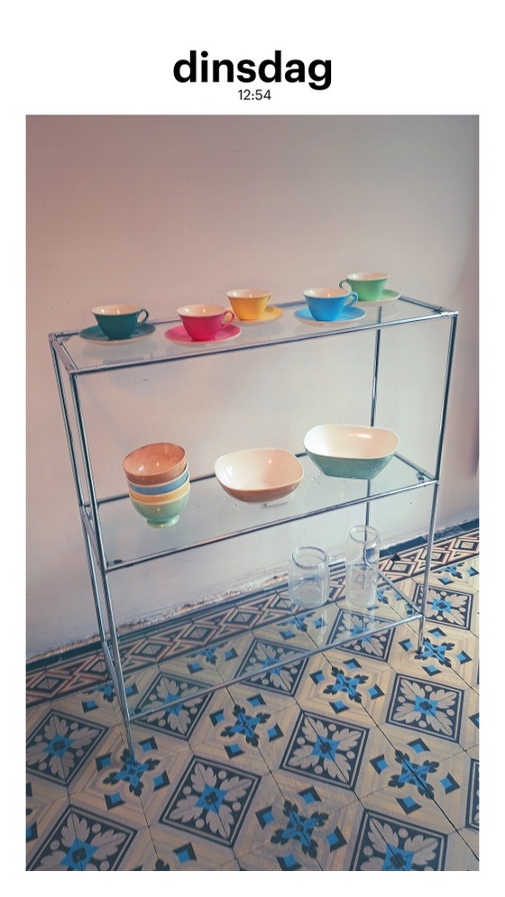 Abstracta Kast, Jaren Zestig Design, Poul Cadovius – Vitrinekasten, Chrome, Glass (photo 2 of 15)