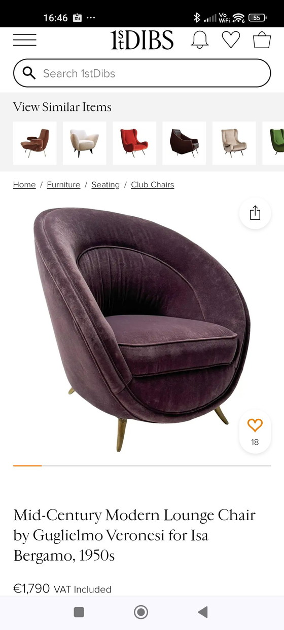 Image 1 of XL easy chair ISA Bergamo attr. Guglielmo Veronesi 