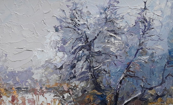 Original Oil Painting Nature Landscape Breath of Winter – Paintings & Drawings, Mdf (photo 6 of 8)