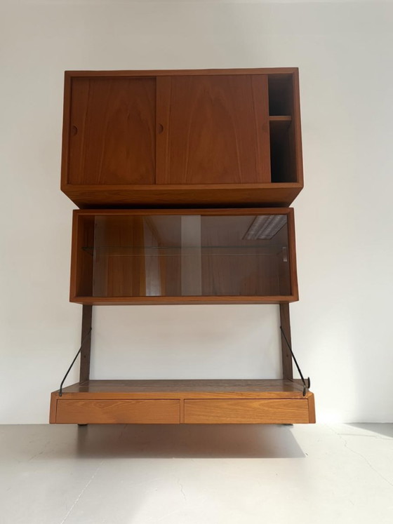 Image 1 of Sistema original Poul Cadovius Royal en teca: un raro sistema modular de pared danés moderno, Dinamarca, década de 1960.