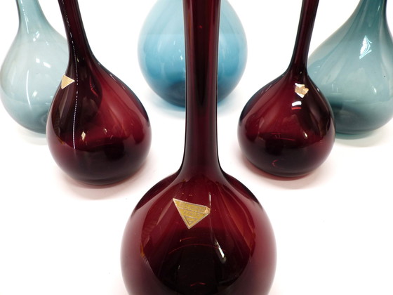 Image 1 of Juego de seis jarrones de tulipán en vidrio soplado de Arthur Percy, Gullaskruf, Suecia, 1950