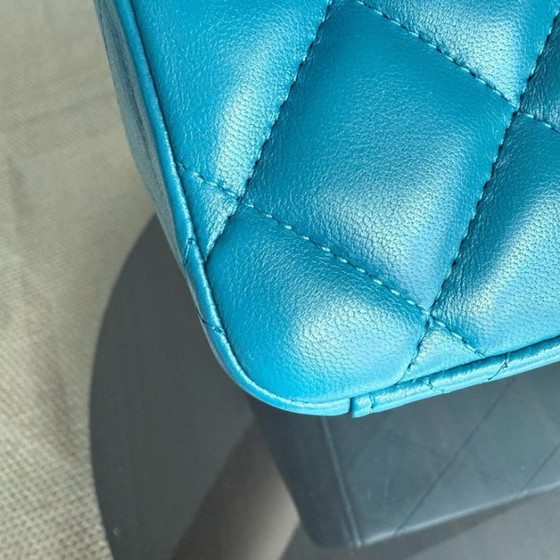 Image 1 of Chanel Classic Flap Maxi - Double Flap 33CM Quilted Lambskin Blue Silver Hardware Series 15