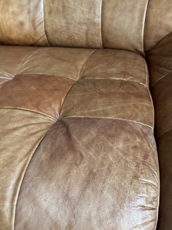 Image 1 of Canapé design vintage Ligne Roset style Togo en cuir marron