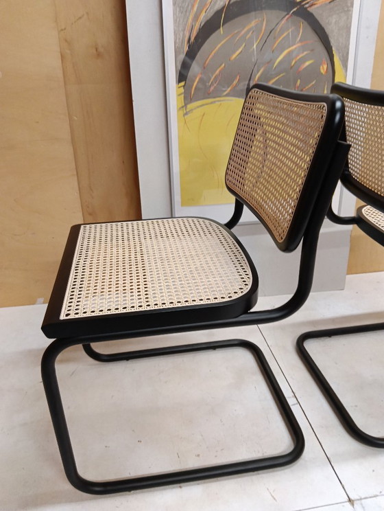 Image 1 of ALIVARMVSEVM 104. SET of 2 CESCA B32 Chairs (NEW) in Black Frame Limited Edition 
