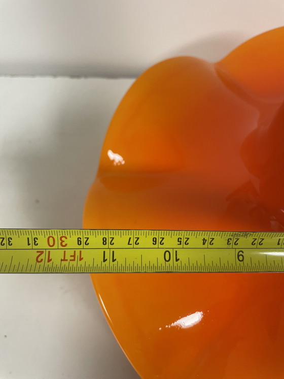 Image 1 of lampe à suspension vintage van Peill & Putzler, verre opalin oranje