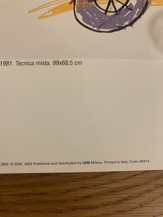 Image 1 of Kunstposter van Jean-Michel Basquiat – "Gele auto" (Rome-editie 2002)