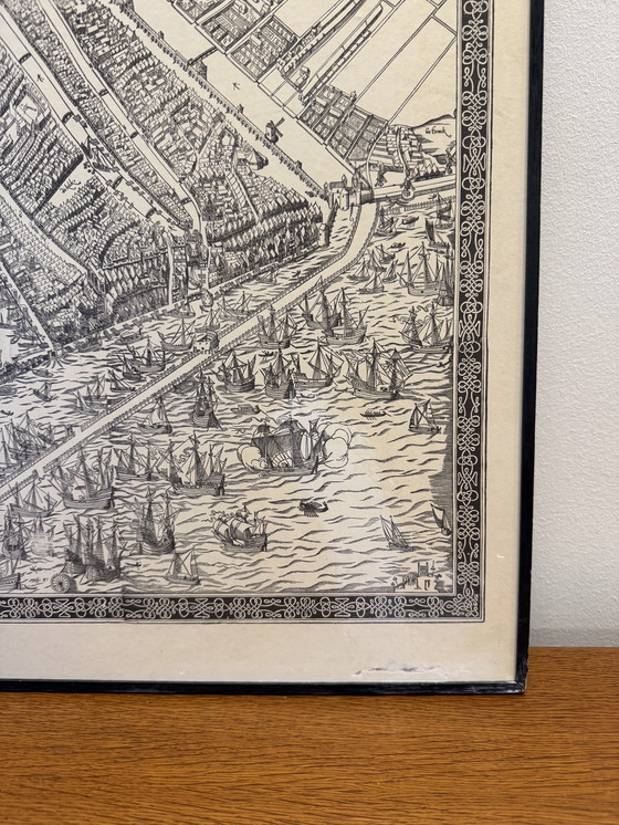 Image 1 of El primer mapa impreso de Ámsterdam por Cornelis Anthonisz., 1544. Reproducción (década de 1970-1980)
