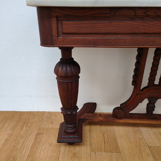 Image 1 of Antique French side table, hall table, side table with marble top