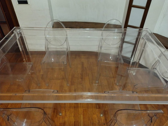 Tavolo di design in plexiglass, Pezzo unico artigianale, Tavoli da pranzo, Trasparente, Modern (foto 3 di 7)