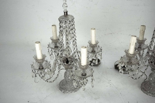 Maria Theresa Crystal Candelabra Table Lamps. Set of two. Italy 1940s