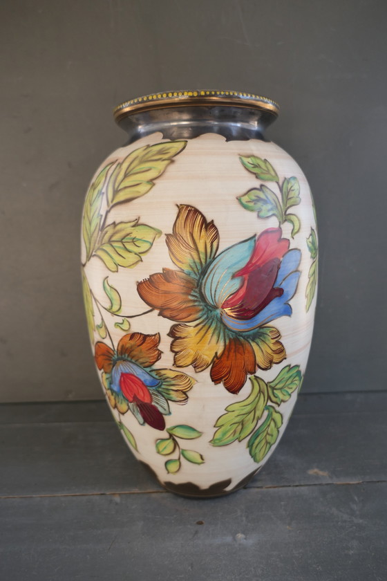 Image 1 of Vintage H. Bequet Quaregnon Grote Vaas 556