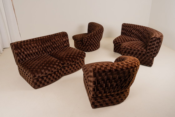Image 1 of Canapé modulaire italien en velours marron