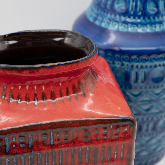 Image 1 of Retro BAY Ceramic Vase DUO 606-30 + 70-20 Fat Lava Vintage 60s WGP Mid-Century 