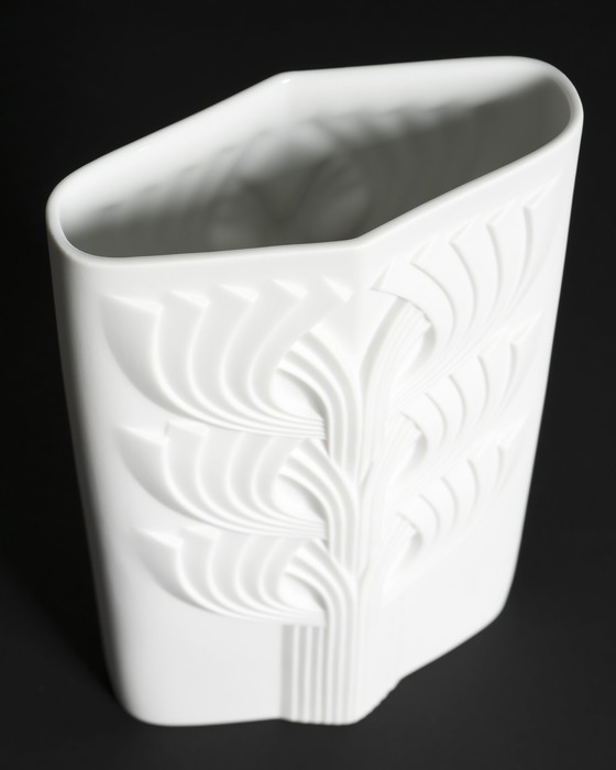 Image 1 of Rosenthal Rosemonde Nairac Bisque Porcelaine Vase Duo Tree Of Life Op-Art Noir & Blanc