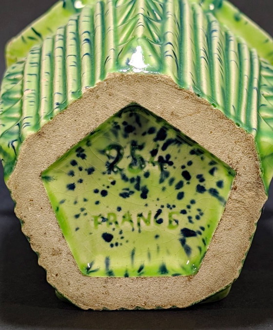 Vase ancien en majolique française, pagode et bambous, circa 1900. – Fives Lille/De Bruyne, Ceramic (photo 8 of 10)