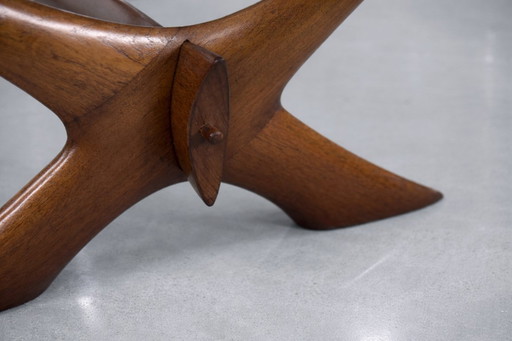 Vintage Mid-Century Scandinavian Modern Glass & Walnut Condor Coffee Table by Fredrik Schriever-Abeln for Örebro Glass, 1960s