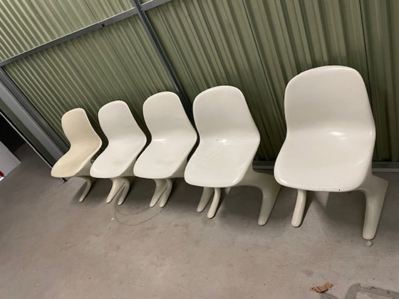 Image 1 of 5 Chairs Set Original Kangaroo Z Ernst Moeckl Horn Collection White Baydur